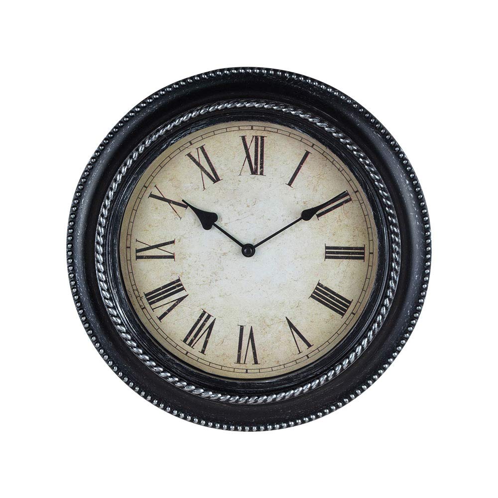 TIANCENTRAL H Vintage Silent Wall Clock Non-Ticking Quality Quartz- Round Time Clock 10 inch Easy to Read Battery Operated for Home/Office/Classroom/Bathroom Décor