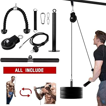 9 Piece Set Shoulder Forearm Pro Pulley Cable System Machine For Triceps Pull Down Gym Equipment For Home Back Lat And Lift Pulley Diy Fitness System Biceps Curl Fitness Sports Outdoors Okna Continent Com Ua