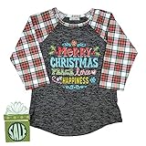 MAD FOR PLAID MERRY CHRISTMAS 3/4 SLEEVE BURNOUT - TEES2URDOOR