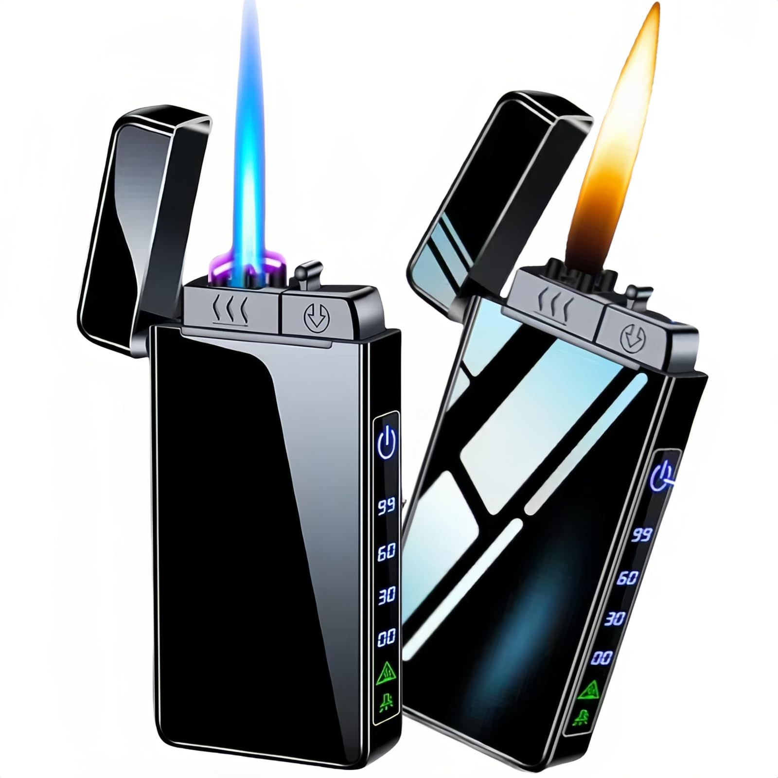 Photo 1 of NINSI Torch Lighter, Butane Torch Soft Flame Plasma Dual Arc 3-in-1 Lighter, USB Rechargeable Electric Lighters with Flashlight, Windproof Refillable Lighters (Without Fuel) (Black Ice)