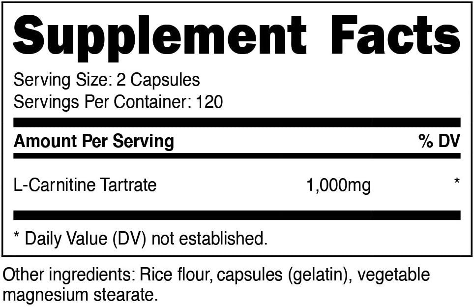 Nutricost L-Carnitine Tartrate 500mg, 240 Capsules - 1000mg Per Serving: Health & Personal Care