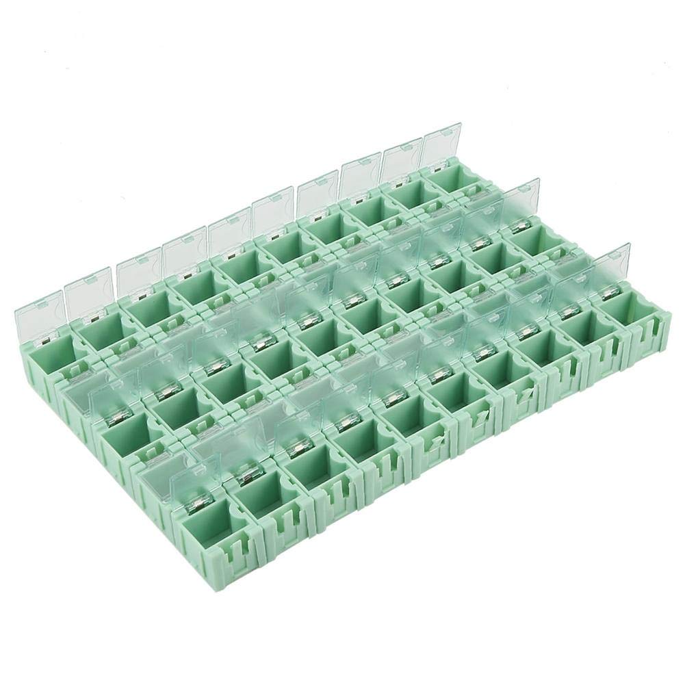 Photo 1 of 50pcs/Set Green SMT SMD Container Box, Electronic Components Parts Storage Case with Transparent Lid, Mini Component Assortment Storage Box, Tool Organizers