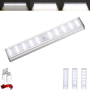 Homelife Closet Lights, 30-LED Stick-on Anywhere Light Wireless Portable Under Cabinet Lights, LED Bars Motion Sensor Magnetic Lights, Built in Rechargeable Battery Safe Lights