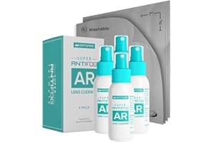 OPTIPAK Anti Fog Lens Cleaner Spray Kit | (4) 1oz Anti Fog Glasses Cleaner Spray + (4) Microfiber Cloth for Eyeglasses, Goggles, Sunglasses, Mirror - Eyeglass Defogger Spray Cleaning Kit (8 Piece Set)