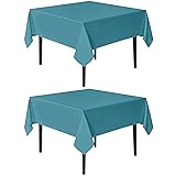 sancua Square Tablecloths 85x85 Inch, 2 Pack - Teal