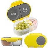 b.box Snack Box - Leakproof Mini Bento Box for Kids & Toddlers, 2 Compartment Snack Containers for Kids, Lunch Containers, Dishwasher Safe, BPA Free, PFAS Free, Ages 4m+, 1 3/4 Cup - Lemon Sherbet