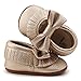DELEBAO Infant Toddler Baby Soft Sole Tassel Bowknot Moccasinss Crib Shoes (12-18 Months, Gold)