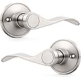 Probrico Pack of Two Dummy Door Lever for Left Hand and Right Hand Brushed Nickel Interior Door Handle Wave Style Non-Turning Door Knob Stainless Steel