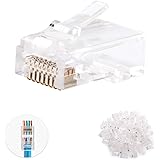 Cable Matters 100 Pack Cat 6 Pass Through RJ45 Modular Plugs for Solid or Stranded UTP Cable / Cat6 Pass Through Connectors