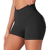 YEOREO CoreFlex Cargo Pocket Workout Shorts for Women Scrunch Zipper 3.6" High Waisted Yoga Gym Shorts