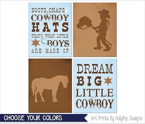Amazon Com Cowboy Nursery Art Blue Brown Nursery Decor Boots