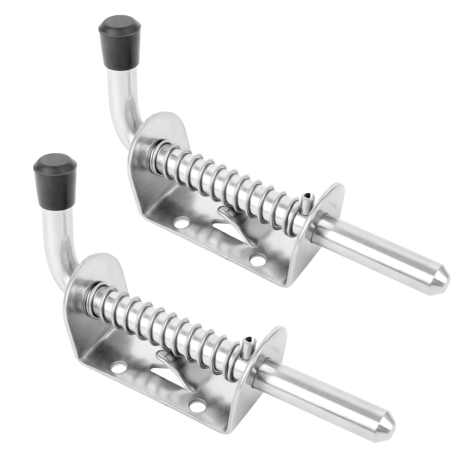 VZU 2PCS Spring Loaded Latch, Heavy Duty Stainless Steel Faster Locking Bolt Lock, Shed Door Latch, Cranked Door Bolt for Door Shed Gate Garage Shed Barn Chicken Coop