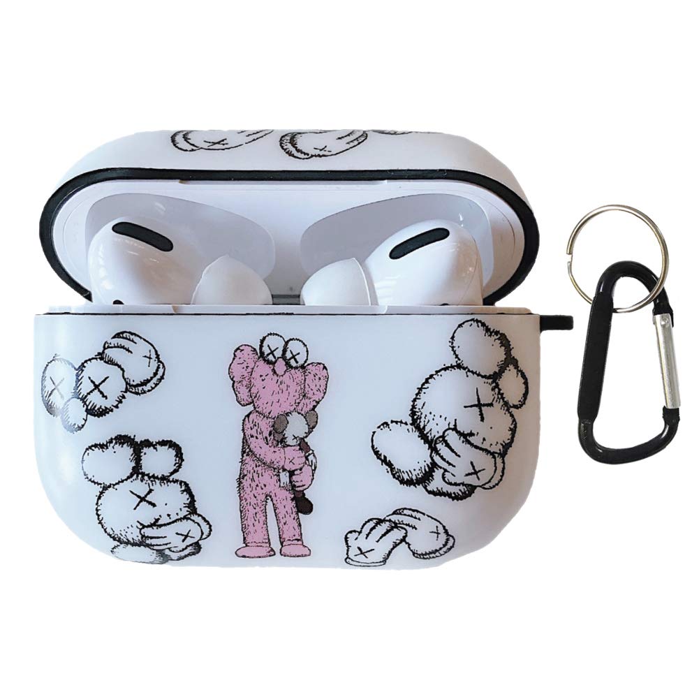 Airpods Pro Case Cover with Keychain Classic XX Eyes Character Graffiti Skin Designed for Teens Girl and Boys Compatible for Airpods Pro Charging Case (White wp)