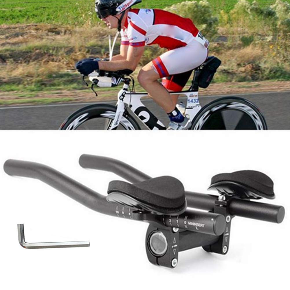 BSTCAR Triathlon Handlebar Attachment, Black Aluminium Alloy Bicycle TT Handlebar TT Armrest with Wrench Tool Mountain Bike or Road Bike