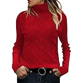 FEKOAFE Sweaters for Women 2025 Long Sleeve Ribbed Knit Solid Color Turtleneck 2025 Fall Winter Pullover Sweaters