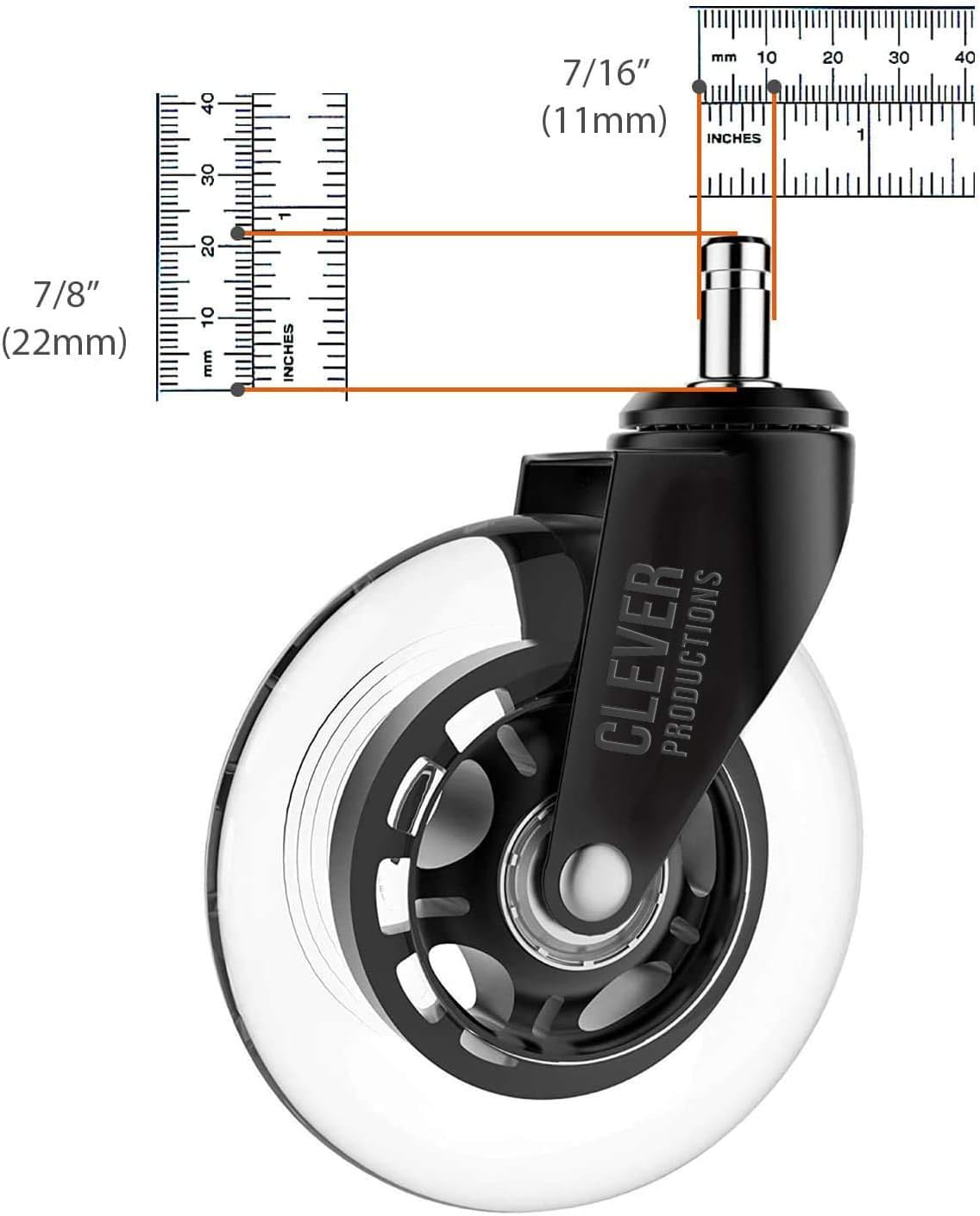Caster Chair Wheels Office Replacement Set of 5 | 99% Universal Fit Rollerblade Style 3 Inch by Clever Casters | No Floor Mat Heavy Duty Protection for Hardwood Tile Vinyl Carpet: Furniture & Decor