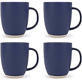 Elanze Designs Raw Clay Bottom Navy Blue 13 ounce Ceramic Coffee Mugs Set of 4