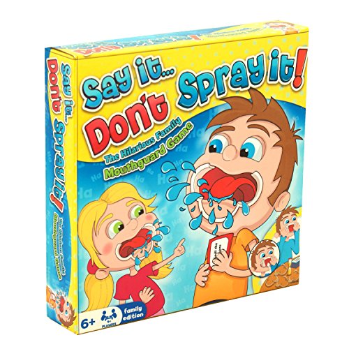 Say It Don't Spray It Party Game - The Hilarious Speak Out Mouthpiece Mouthguard Board Game - Family Edition