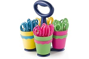 Westcott School Scissor Caddy and Kids Scissors, 24 Scissors and 1 Caddy, 5-Inch Pointed, Case of 4 (14755)