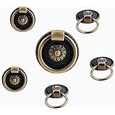 Headsitg 6 Pcs Antique Drawer Pull Ring Cabinet Ring Handle Cabinet Drawer Dressing Knob Handle Antique Brass