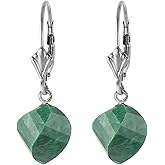 Galaxy Gold GG 14k Solid White Gold Leverback Earrings Twisted Briolette Emeralds