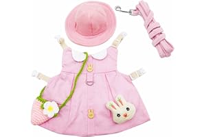 KCJUOAM Guinea Pig Clothes,Soft Bunny Ferret Clothes with Pet Rabbit Harness and Leash Mini Hat Bag Cute Brooch for Kitten Small Animal Collars