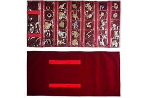 SCIKHEFT Travel Jewelry Roll Bag Portable Organizer Pouch With Grids&PVC Cover Storage Bags for Necklace, Bracelet, Bracelet,Ring, Badge, Pendant