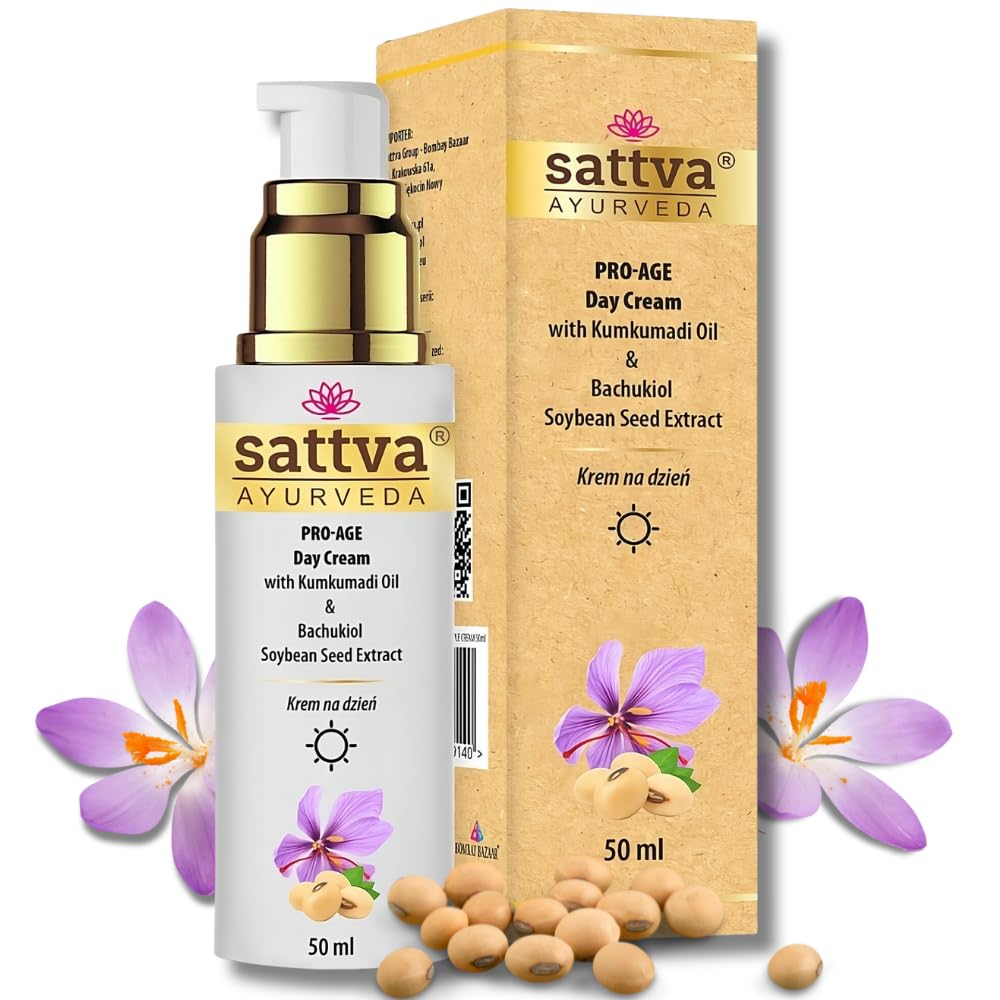 Sattva Face Cream for Men and Women - Anti-Wrinkle Cream Face Pro-Age Day Cream with Kumkumadi Oil - Anti-Ageing Moisturiser Face Cream (Day)