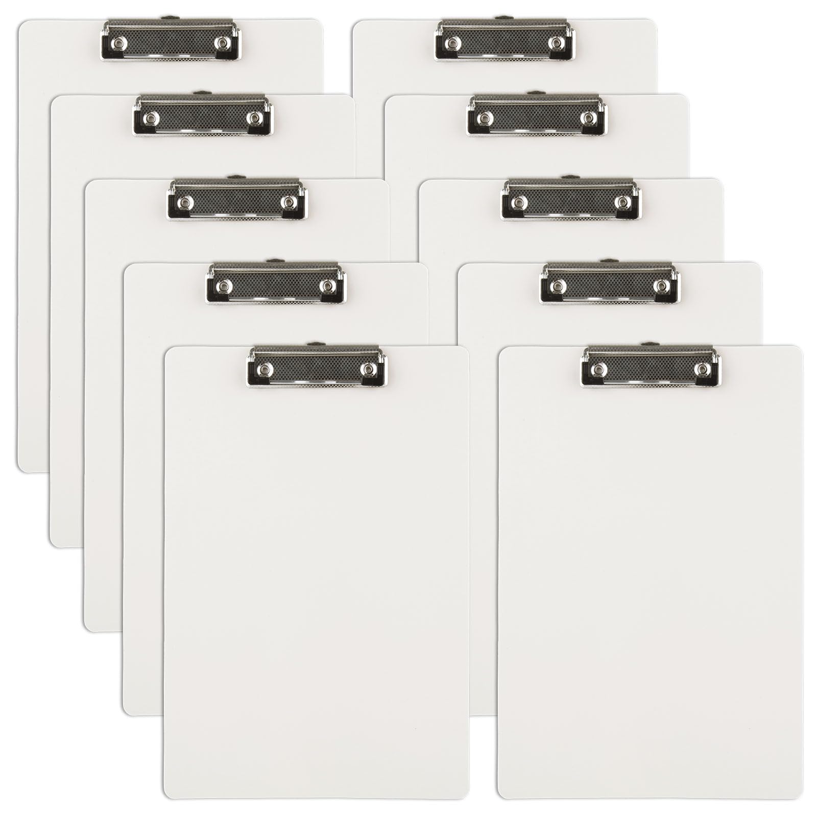 CYEER Clipboard A4 Pack of 10, White Clip Boards A4 with Hanging Hole, Plastic Clipboard Folder with Low Profile Clip for School, Office, Restaurant