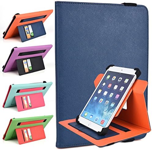 Snorkel Blue/Orange Rotating Case Fits Asus Memo Pad 7 8 HD 7 Pad Padfone 6, Infinity A80 2 A86, ZenPad S 8.0 C 7.0 Tablet | TwoTone Portrait or Landscape Orientation 360 Stand Cover