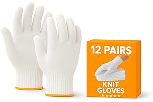 SIMPLY USEFUL PRODUCTS 12 Pairs Grip Safety Knit Liner Glove Bulk Gloves Cotton Knit Gloves for Multi-Purpose Hand Protection