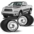 CPW Fog Lights Compatible with [2007 2008 2009 2010 2011 2012 2013 Toyota Tundra] Driving Fog Lights Pair + Wiring + Switch Kit Clear Lens