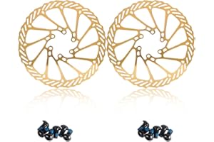 CNC Bike Disc Brake Rotor 160mm，MTB Brake Rotor With Bolts，2pcs（Gold）