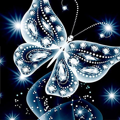 DIY 5D Diamond Painting by Number Kits-Full Drill Crystal Rhinestone Embroidery Paintings for Home Wall Decor,Cross Stitch kits Paintings Craft (Butterfly 1)