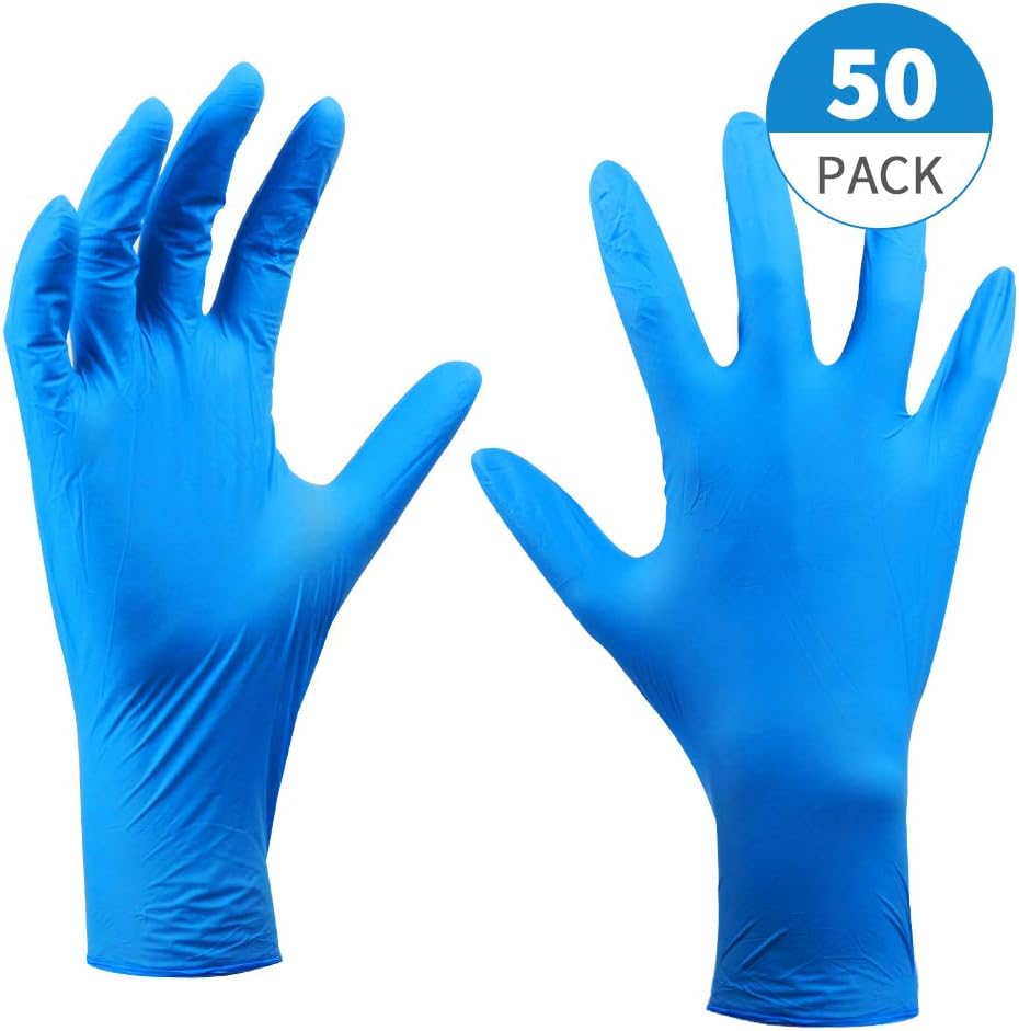 Green Convenience 50 Count Disposable Nitrile Gloves Multi-Purpose Gloves, Hand Protection, Working Gloves, Exam Gloves, Food Grade, Latex Free, Powder Free, Textured, (Large Size)