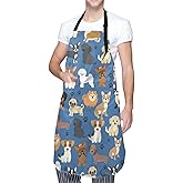 Sweetshow Cute Dog Apron with 2 Pockets and Adjustable Neck Waterproof Kitchen Cooking Dog Grooming Aprons for Women Men
