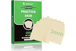 JCONLY Premium Tattoo Practice Skin (3mm Thick Medical Silicone) - 10PCS Double-Sided Fake Skin Reusable Mat, 7.4"x5.5" Tattoo Skin with Deluxe Gift Box, for Professional Artists