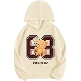 SweatyRocks Girl's Number Bear Graphic Hooded Sweatshirts Cute Long Sleeve Pullover Tops