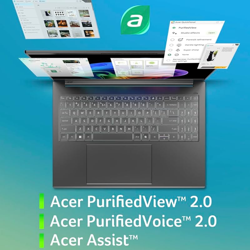 Aspire 16 AI Copilot+ PC, Portátil 16", Core Ultra 7, 32GB RAM, 512GB SSD