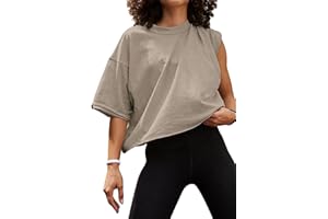 Carpetcom Oversized Workout Shirts for Women Short Sleeve Drop Shoulder Casual Crop Tops Baggy Gym Yoga Athletic Tee