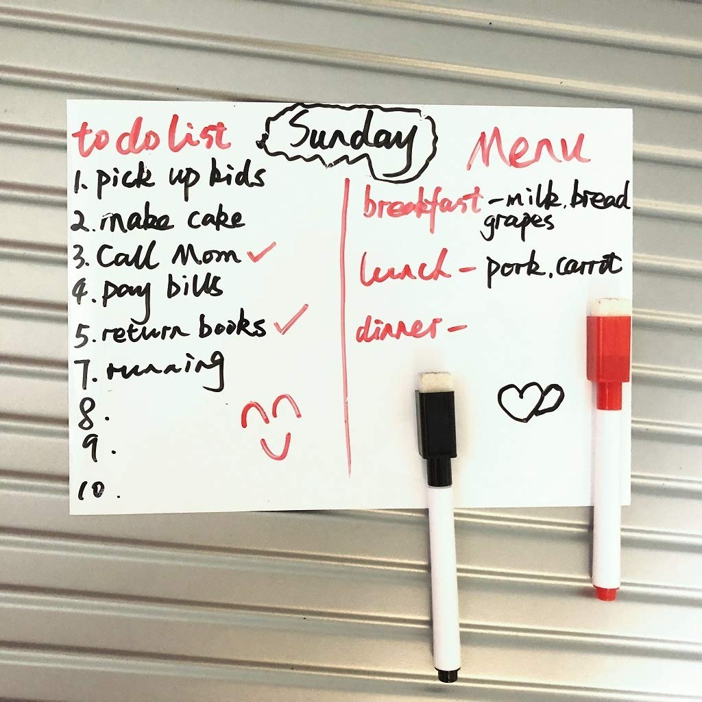 7°MR Negra Pizarra Tamaño A5 Dry Wipe Pizarra magnética Imán de ...