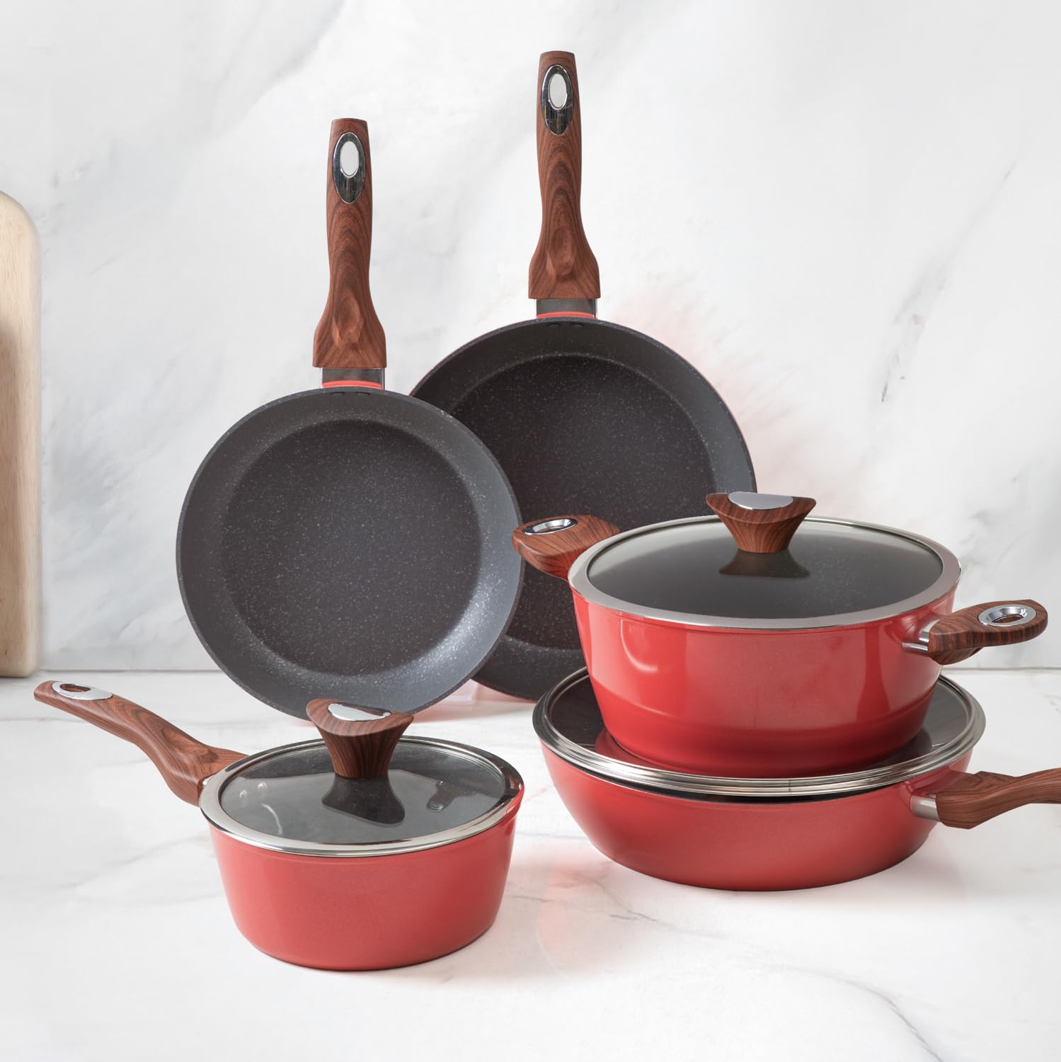 KASANOVA 1 GOLDEN 5 RED 8-TEILIGE BATTERIE, Geschmiedetes Aluminium Bakelit Glas 3