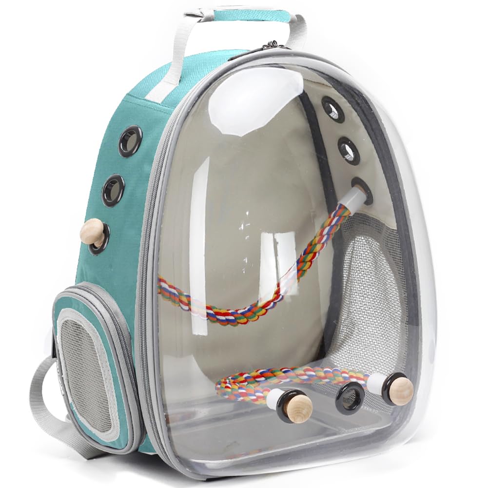Interfashioner® Bird Backpack Carrier, Space Capsule Astronaut Transparent Clear Bubble Window Bird Travel Carrier Backpack with Standing Perch Tray Food Cups — image 1