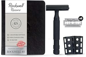 Rockwell Razors 6S Matte Black Safety Razor for Sensitive Skin. Reduces Razor Burn and Irritation. Comes with 6 Adjustable Shave Settings and 5 Recyclable Blades. Reusable Razor for Men and Women.