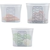 Reusable Silicone Food Storage Bags 3-Pack (17oz, 34oz, 51oz) | Stand Up Leakproof Freezer Bags with Wide Self-Sealing Zipper | Dishwasher, Microwave Safe, BPA Free Eco-Friendly Sous Vide Cooking Bags