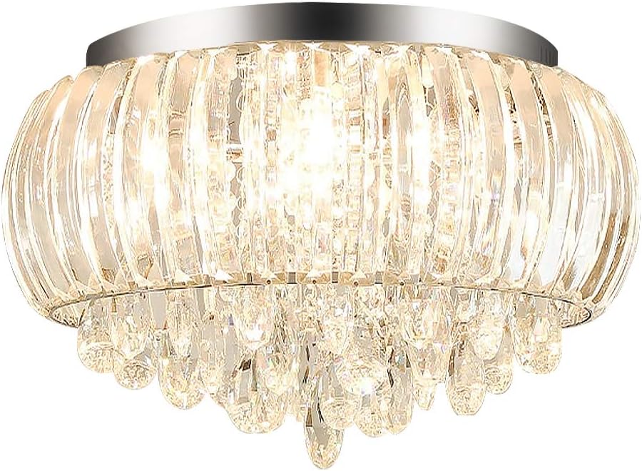 Modern Chandelier Crystals Ceiling Pendant Lighting Flush Mount Ceiling Light Crystal Ball Light Fixture for Hallway Bedroom Living Room Kitchen Island Dining Room (D 50cm/ 8-Light)