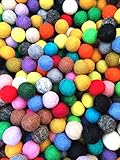 Yarn Place Felt Balls - 80 Pure Wool Beads 15mm Mixed Colorful Colors