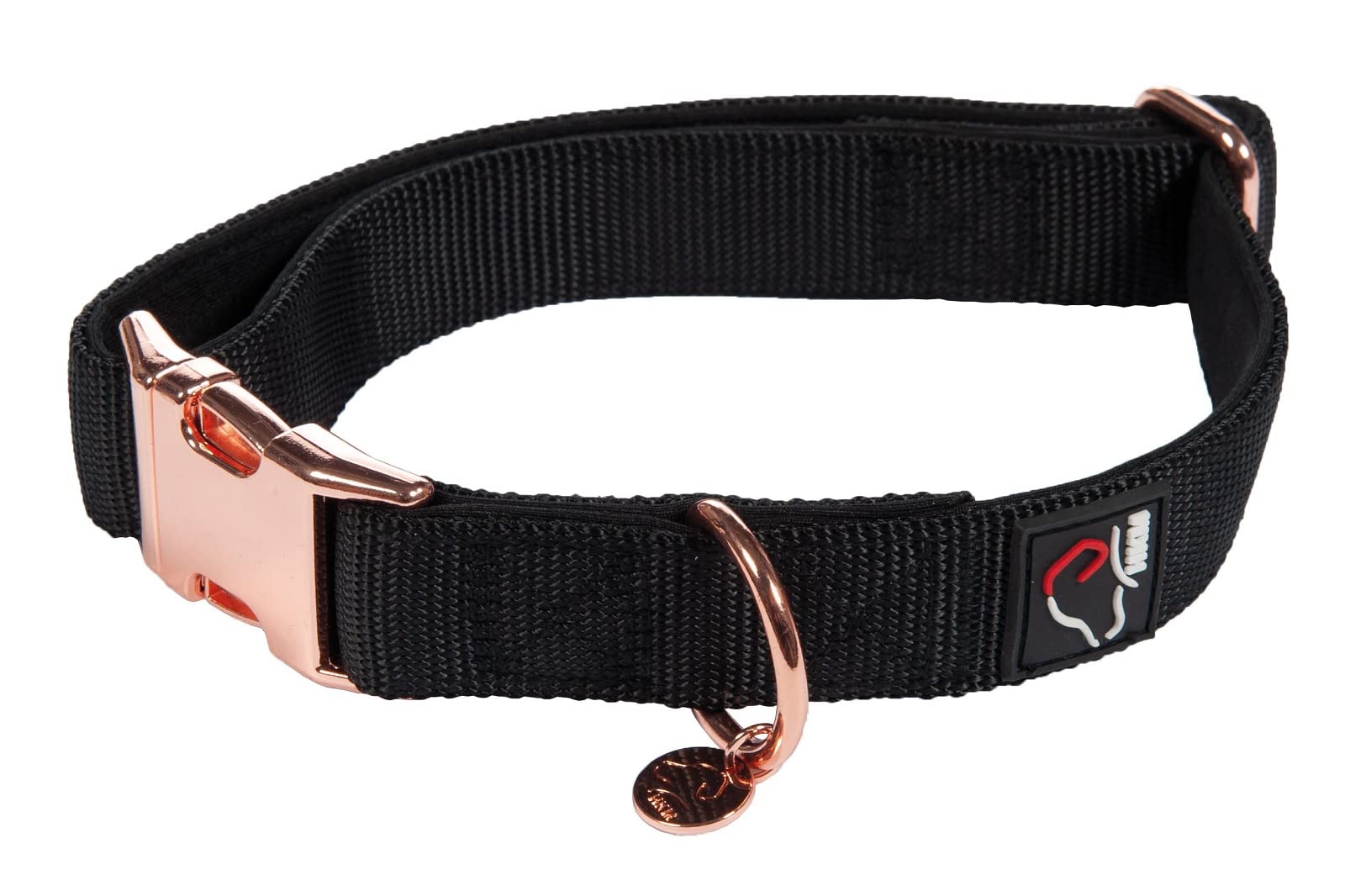 Hkm Anam Cara- Nylon Dog Collar Black/Rose Gold XS/S