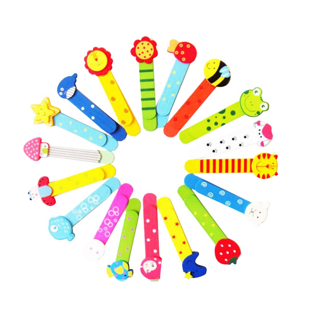 NUOBESTY Cute Animal Bookmarks, 20pcs Mini Cartoon Painted Bookmarks, Ruler Scale Wooden, Lovely Stationery Gifts for Kids Children Boys Girls (Pattern)