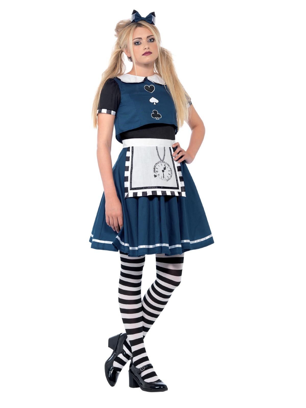 Smiffys Dark Day Dreamer Costume, Blue with Layered Dress & Headband, Halloween Adult Fancy Dress, Teen Dress Up Costumes
